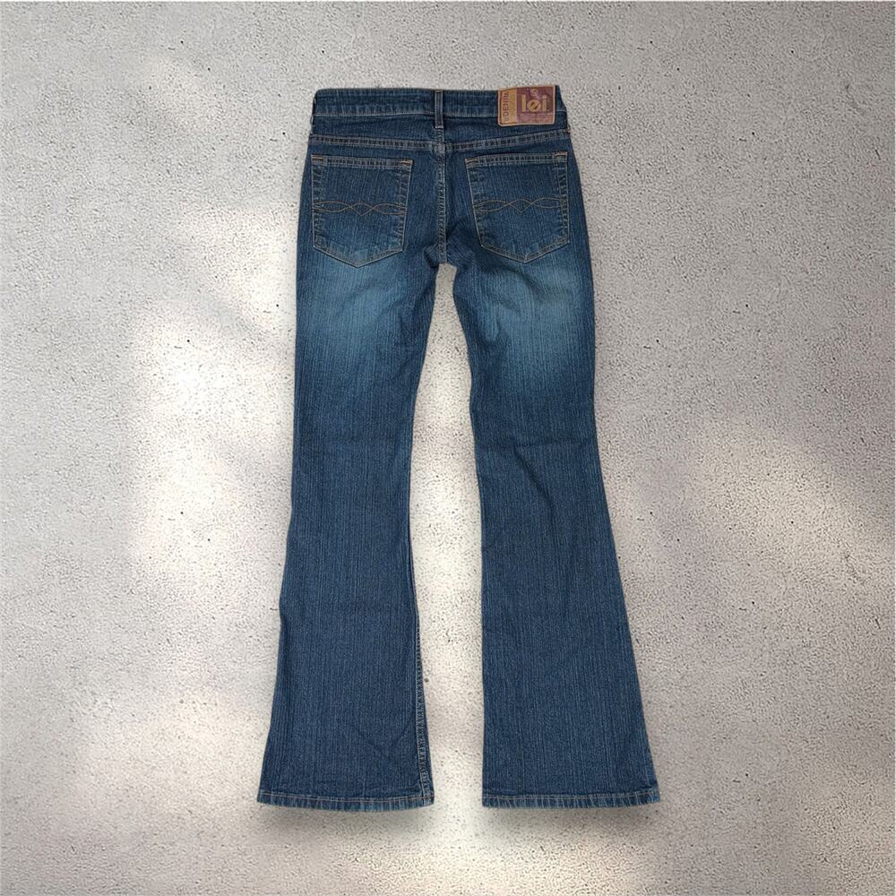 VTG L.E.I. Bootcut Jeans Juniors 1 Blue Mid Rise Denim Western Downtown Girl Y2K - Picture 3 of 12